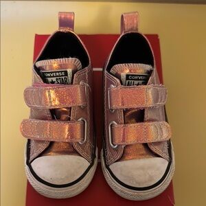 Converse Pink and White Velcro Sneakers